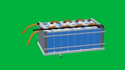 Cell stack battery 3d loop green screen Stock Footage 343073543