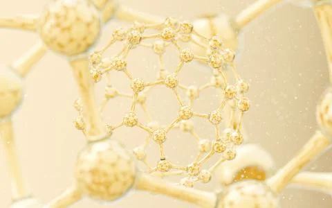 Cell structure with golden background, 3d rendering. Stock-Illustration