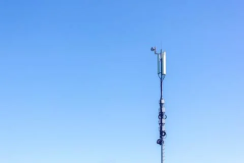 Cell telecommunication network tower. 5G internet concept Stock Photos