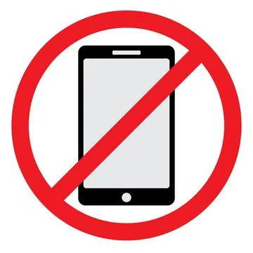 Cell telephone warning stop sign icon. Phone turn off. Vector Stock Illustration