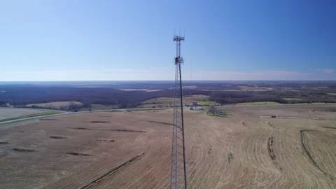 Cell tower is being prepared by climber tower. Stock Footage 223070726