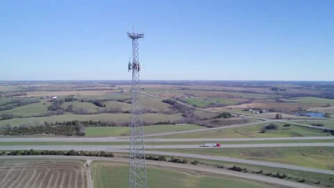 Cell tower is being prepared by climber tower. Stock Footage 223070974