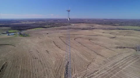 Cell tower is being prepared by climber tower. Stock Footage 223071167