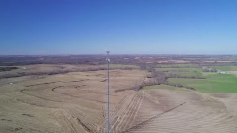 Cell tower is being prepared by climber tower. Stock Footage 223071310