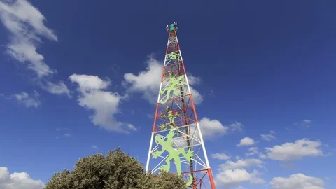 Cell Tower Clouds Timelapse 4k Stock-Footage 91629945