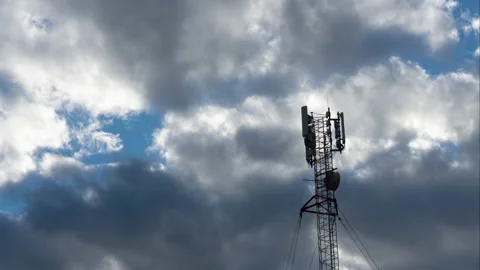 Cell tower communications network. Timelapse Stock Footage 223344782
