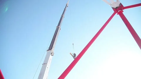 The cell tower. The construction of cell towers in the forest. Stock-Footage 54946196