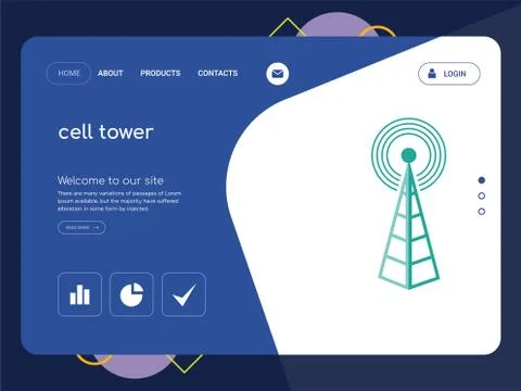 Cell tower Landing page website template design Free Stock Illustration