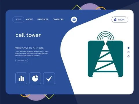 Cell tower Landing page website template design Free Stock Illustration