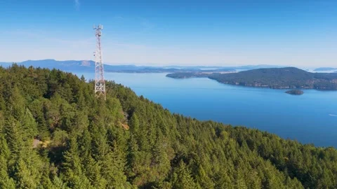 Cell tower looking over the Saanich Arm Stock Footage 287889057
