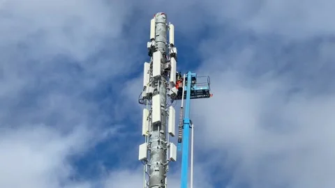 Cell Tower Maintenance Stock Footage 219978421