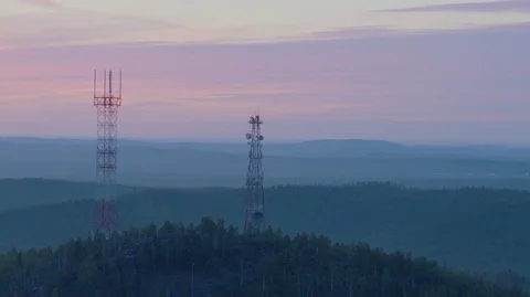 Cell tower on the mountain Stock Footage 93528443