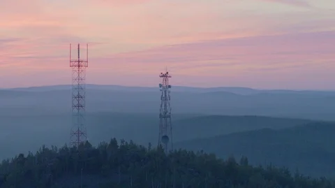 Cell tower on the mountain Stock Footage 93534258