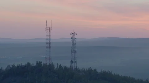 Cell tower on the mountain Stock Footage 93562561