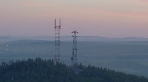 Cell tower on the mountain Stock Footage 93572146