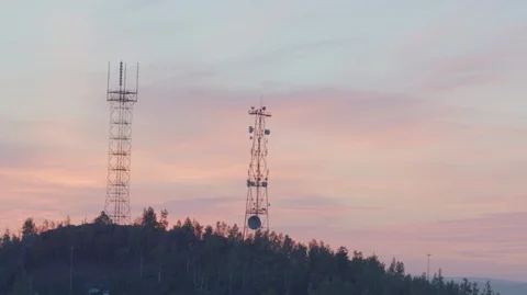 Cell tower on the mountain Stock Footage 93586671