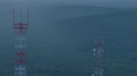 Cell tower on the mountain Stock Footage 93597508