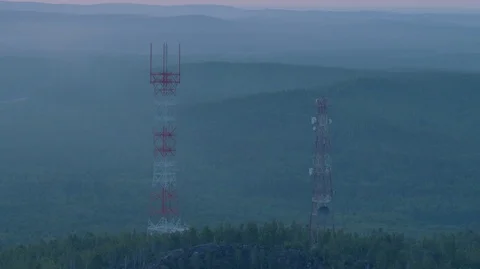 Cell tower on the mountain Stock Footage 93602975