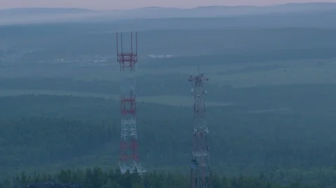 Cell tower on the mountain Stock Footage 93611173