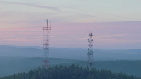 Cell tower on the mountain Stock Footage 93668192