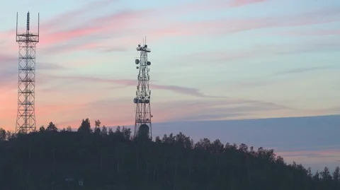 Cell tower on the mountain Stock Footage 93687898