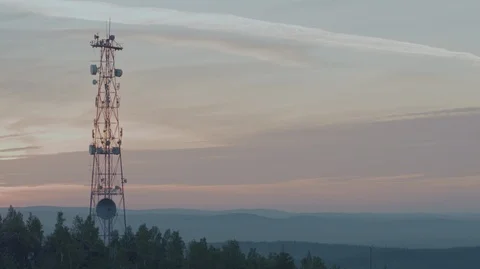 Cell tower on the mountain Stock Footage 93708247