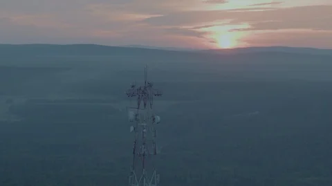 Cell tower on the mountain Stock Footage 93720113