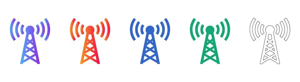 Cell Tower Network Connection Icons Illustrazione stock
