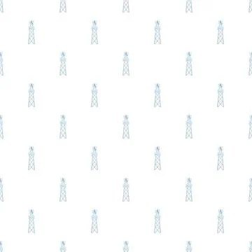 Cell tower seamless pattern representing wireless communication network Stock Illustration