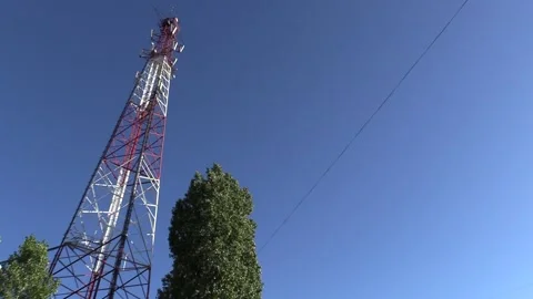 Cell tower on sky background Video stock 135077052