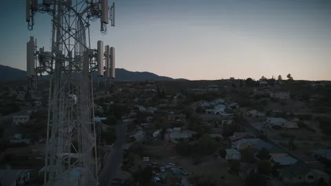 A cell tower in small town Stock Footage 201763299