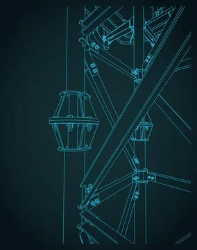 Cell tower support close-up illustration Stock Illustration