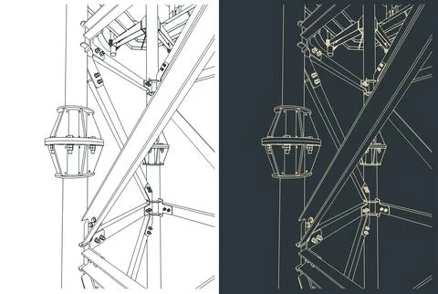 Cell tower support close-up illustrations 스톡 일러스트