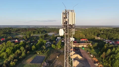 Cell Tower Supporting Modern Wireless Communication Network Infrastructure Video stock 348002420