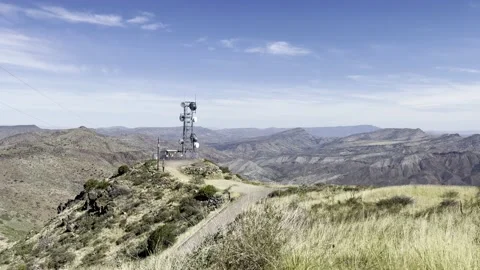 Cell Tower on top of mountain in Tonto National Forest Stock Footage 193612751
