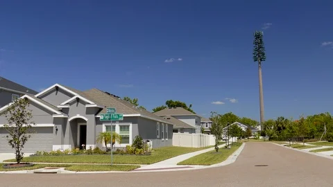 Cell Tower Tree in Neighborhood Video stock 115858089