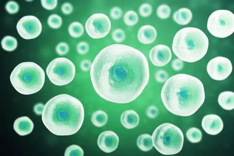 Cell under microscope. Life and biology, medicine scientific, molecular research Illustration