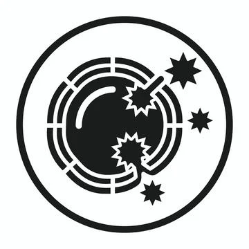 Cell virus interaction biological research icon with microbiology, interactio Stock Illustration
