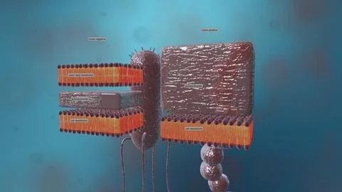 A cell wall is a structural layer surrounding some types of cells, just outsi イラスト素材
