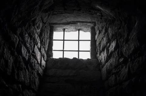 Cellar barred window Stock Photos
