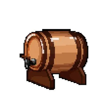 Cellar barrel wine pixel art vector illustration Stock Illustration