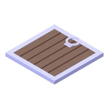 Cellar door isometric projection representing entry to underground storage Ilustración de archivo