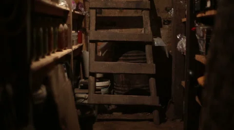 Cellar with staircase Stock Footage 58772385