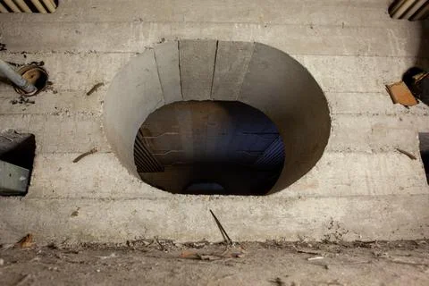 In a cellar there is an oval passage Stock Photos