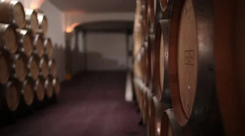 Cellar with wine barrels Stock Footage 67392885
