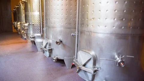Cellar with wine barrels Stock Footage 96173838