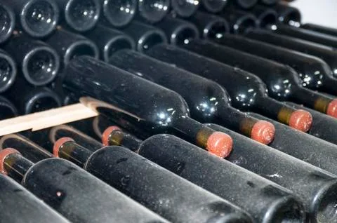 Cellars with wine bottles Stock Photos
