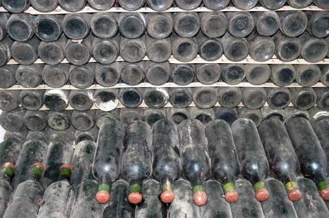 Cellars with wine bottles Stock Photos