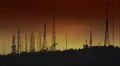 Cell/broadcast towers and radars site on mountain top at morning dawn HD Footage
