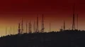 Cell/broadcast towers and radars site on mountain top at morning dawn HD Footage